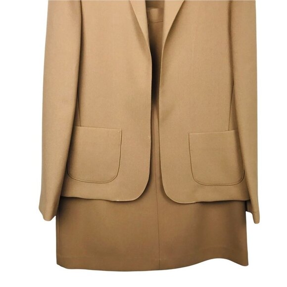Znazzie Classic Open Front Tan Blazer and Matching Open Back Skirt  women Size M - Picture 6 of 16